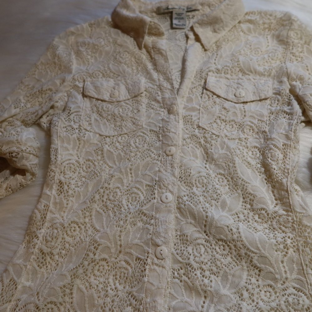 American Rag Lace Button Down - Picture 2 of 5
